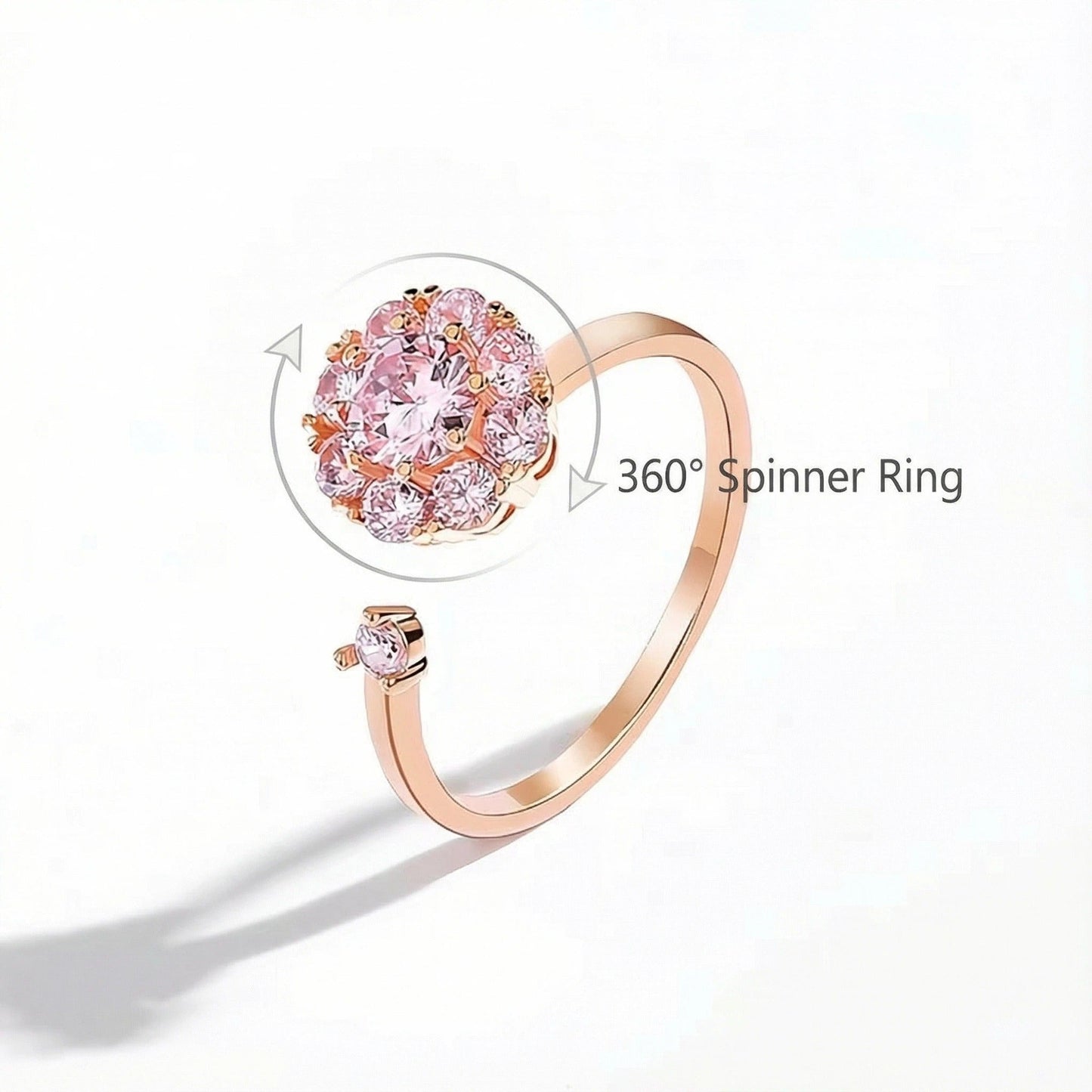Sparkling Spinning CZ Stone Open Ring