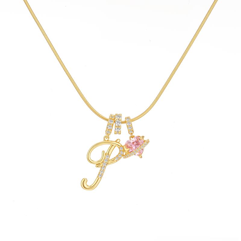 Initial & Heart Zircon Necklace ¨C Gold