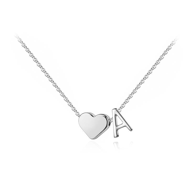 Tiny Heart Initial Necklace ¨C A¨CZ Letters