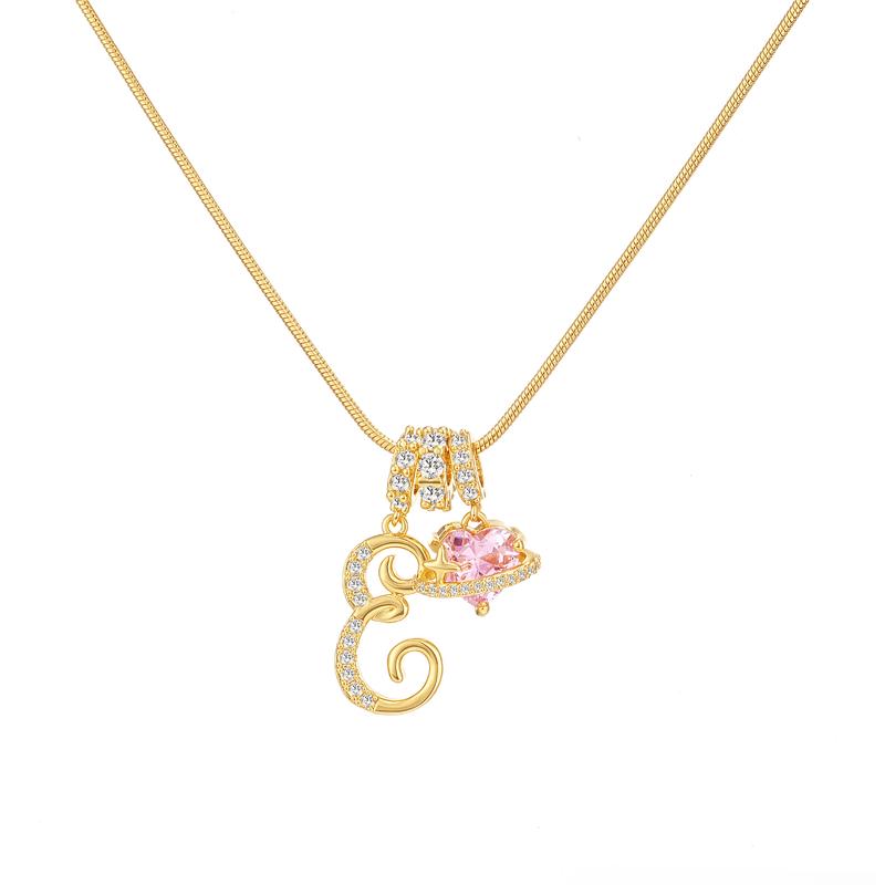 Initial & Heart Zircon Necklace ¨C Gold