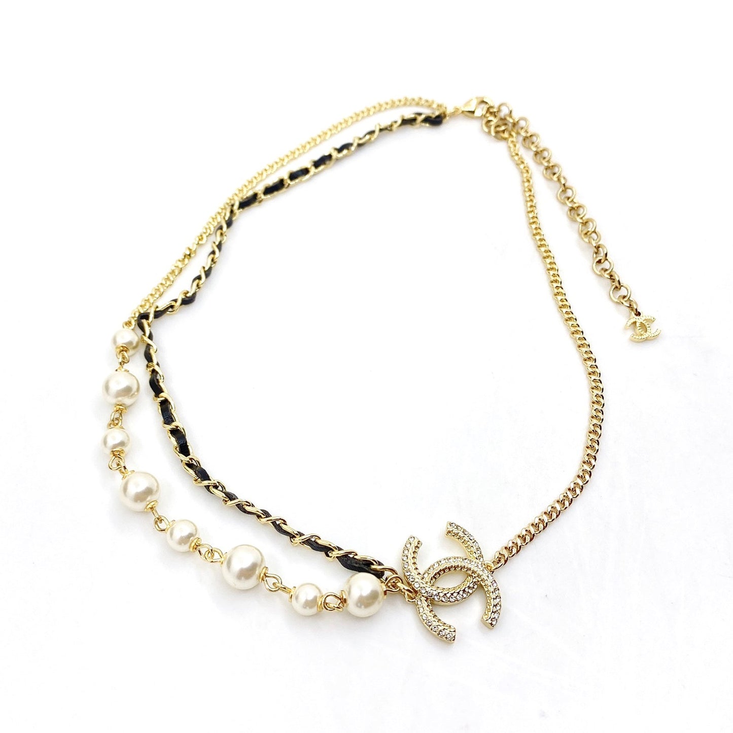 18K  Chanel Pearls Strass Choker Necklace