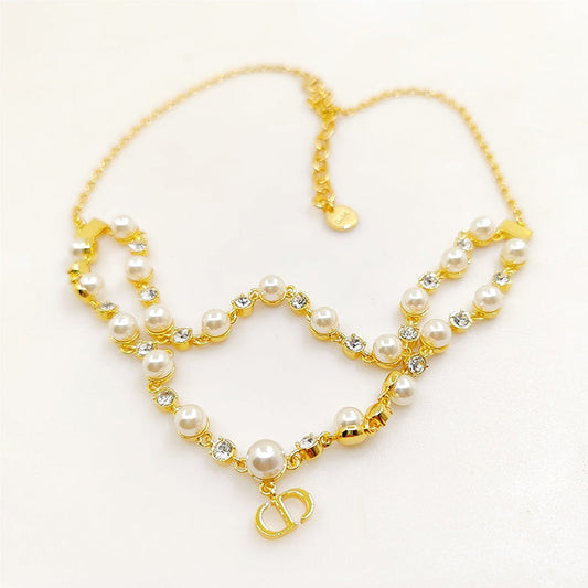 18K Dior Long Pearl Chain Necklace