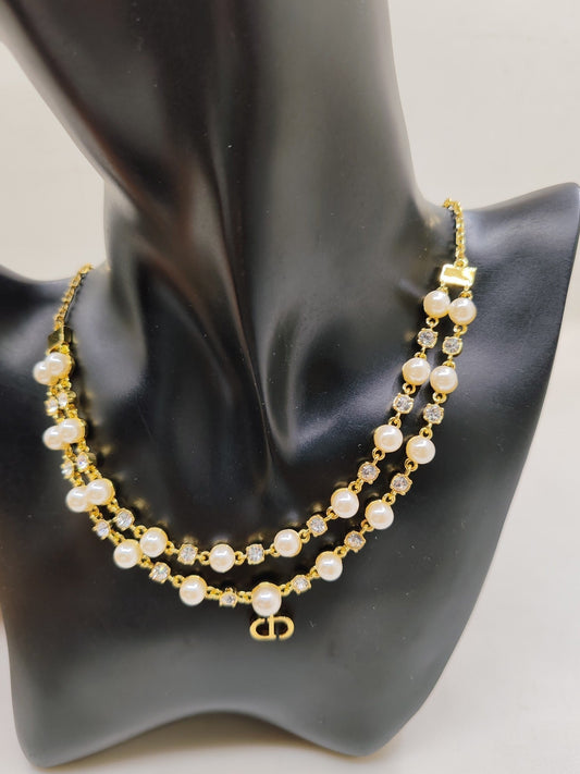 18K Dior Long Pearl Chain Necklace