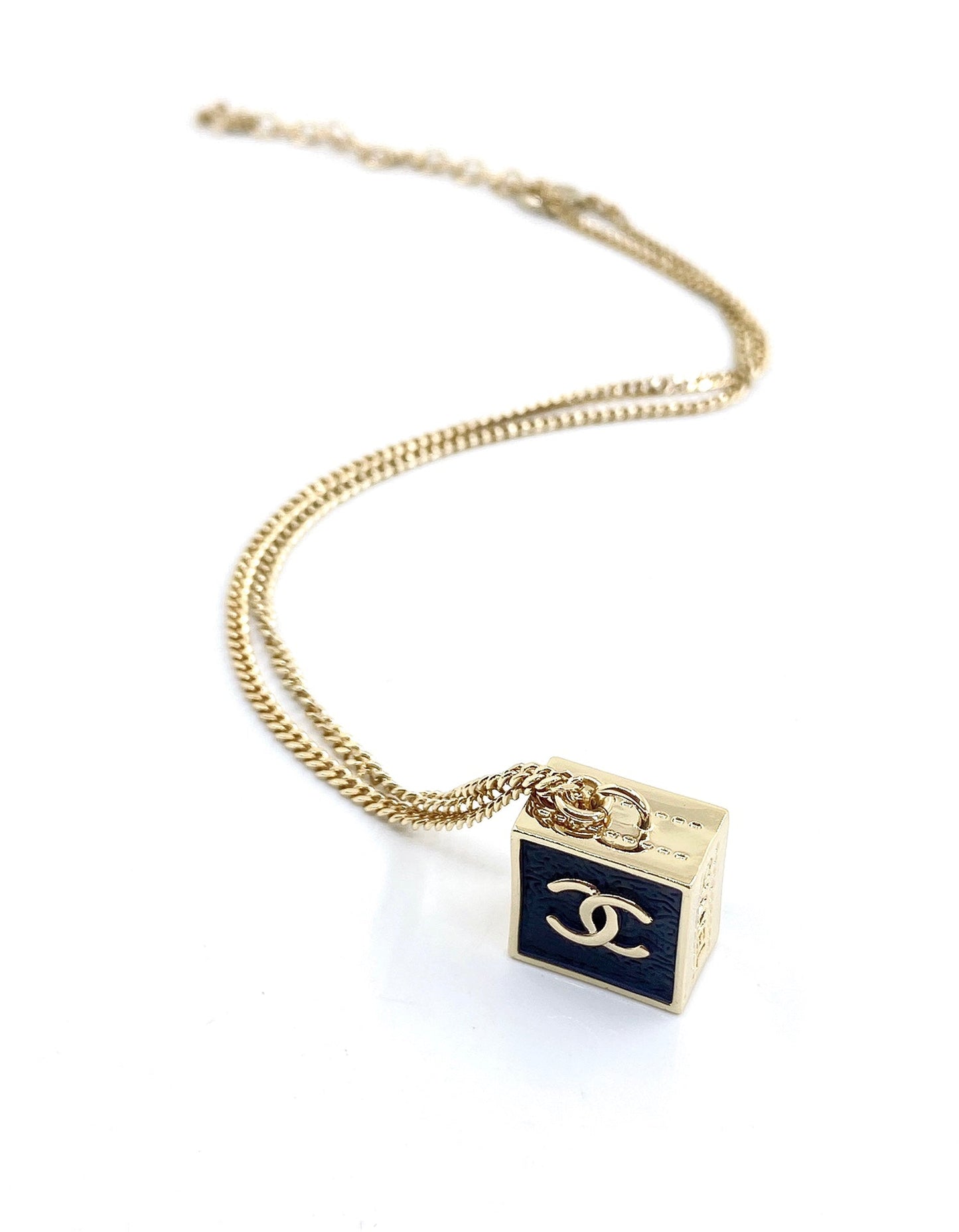 18K  Chanel Square Pendant Necklace