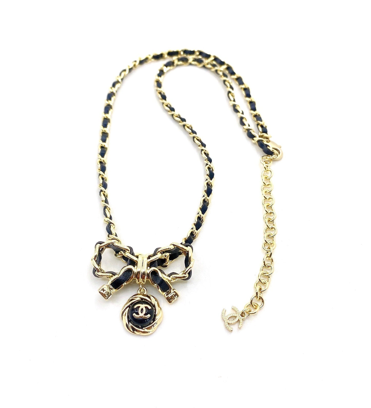 18K  Chanel Rhinestone Bow Tie Necklace