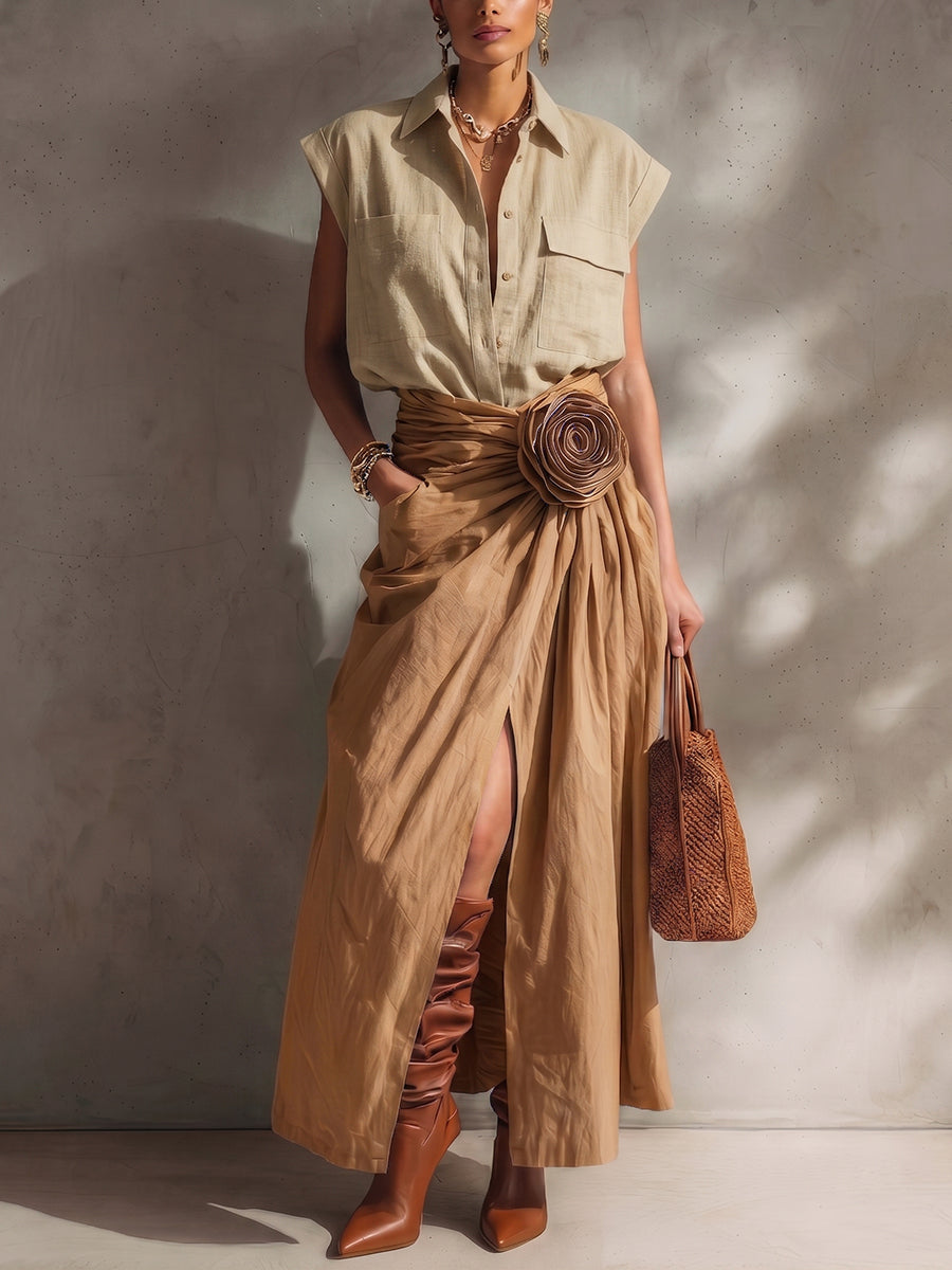 Valentina | Gonna elegante drappeggiata con dettaglio floreale