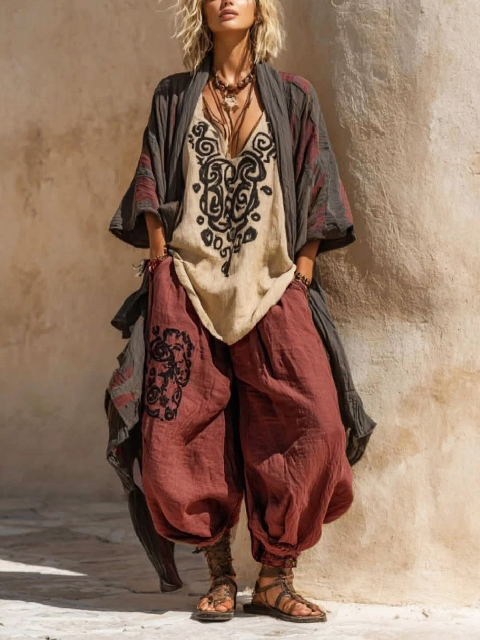 Ornella | Completo tre pezzi boho chic dal fascino artistico