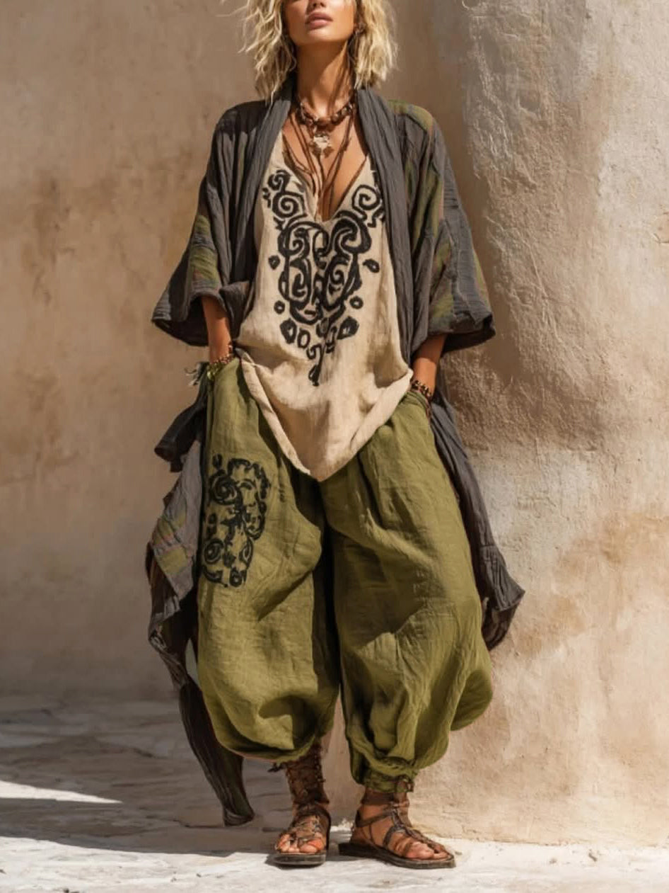 Ornella | Completo tre pezzi boho chic dal fascino artistico