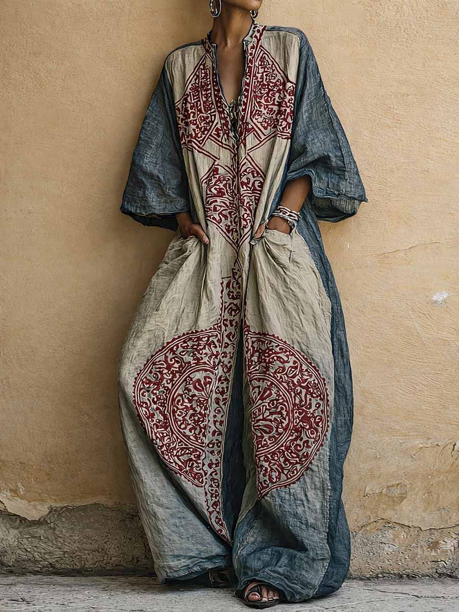 Cosima | Tuta boho artistica con stampa ornamentale vintage