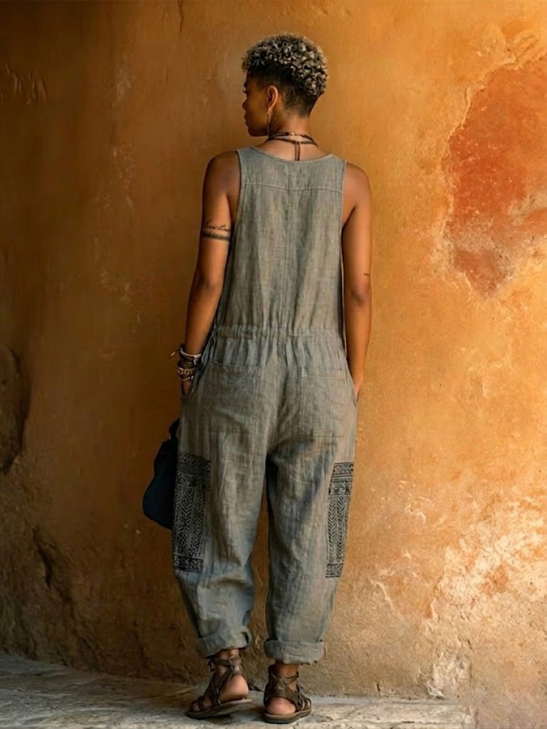 Caterina | Tuta bohémien vintage senza maniche, vestibilità ampia e fluida