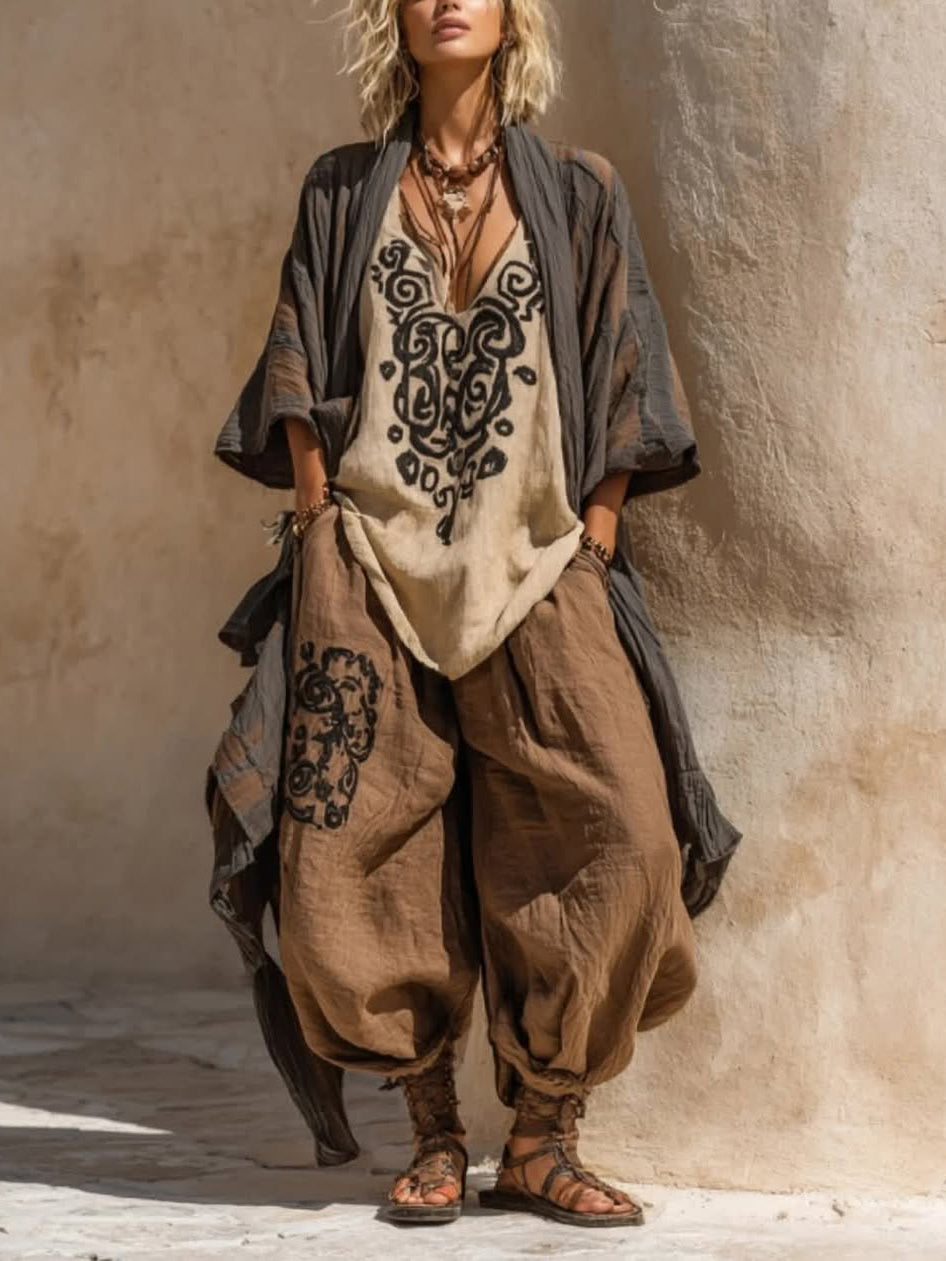 Ornella | Completo tre pezzi boho chic dal fascino artistico