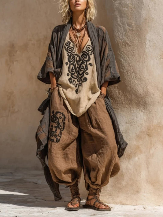 Ornella | Completo tre pezzi boho chic dal fascino artistico