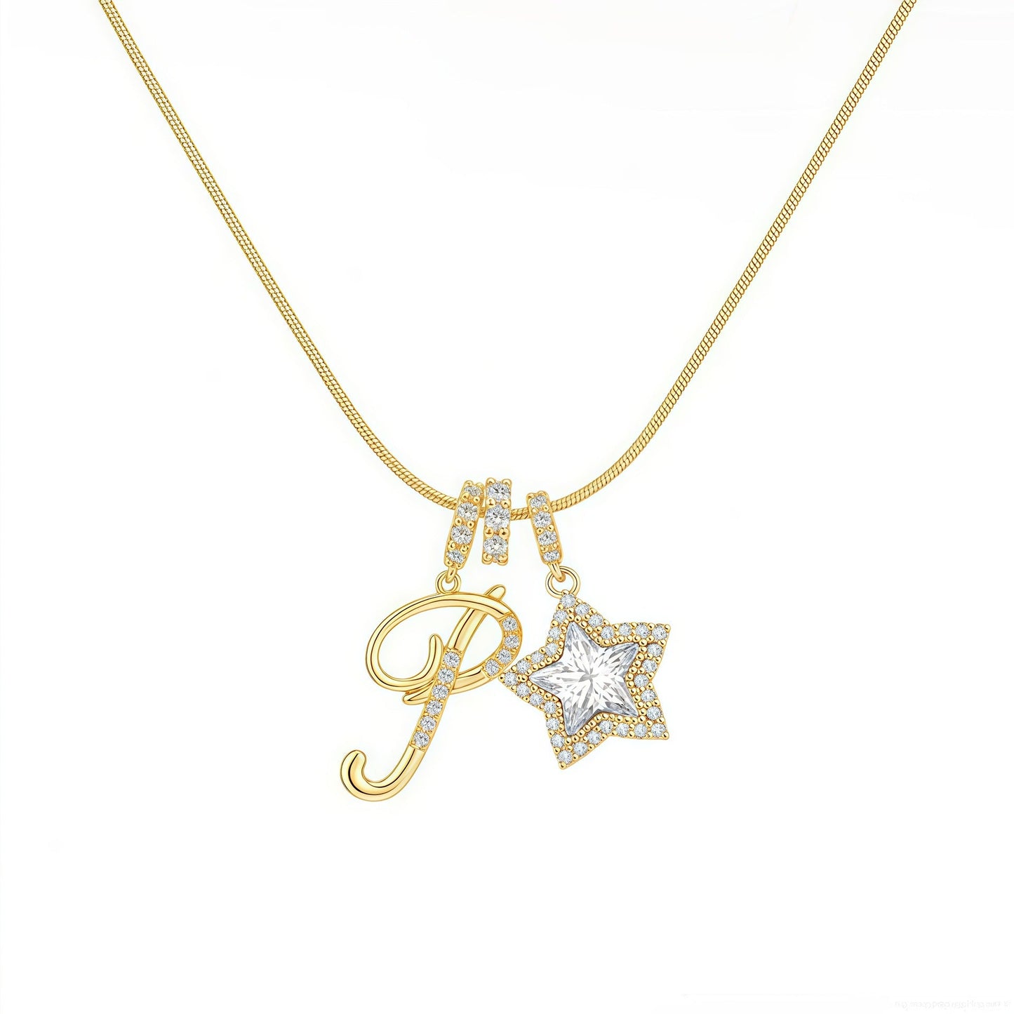 Initial & Star Pendant Necklace ¨C Waterproof & Tarnish-Free
