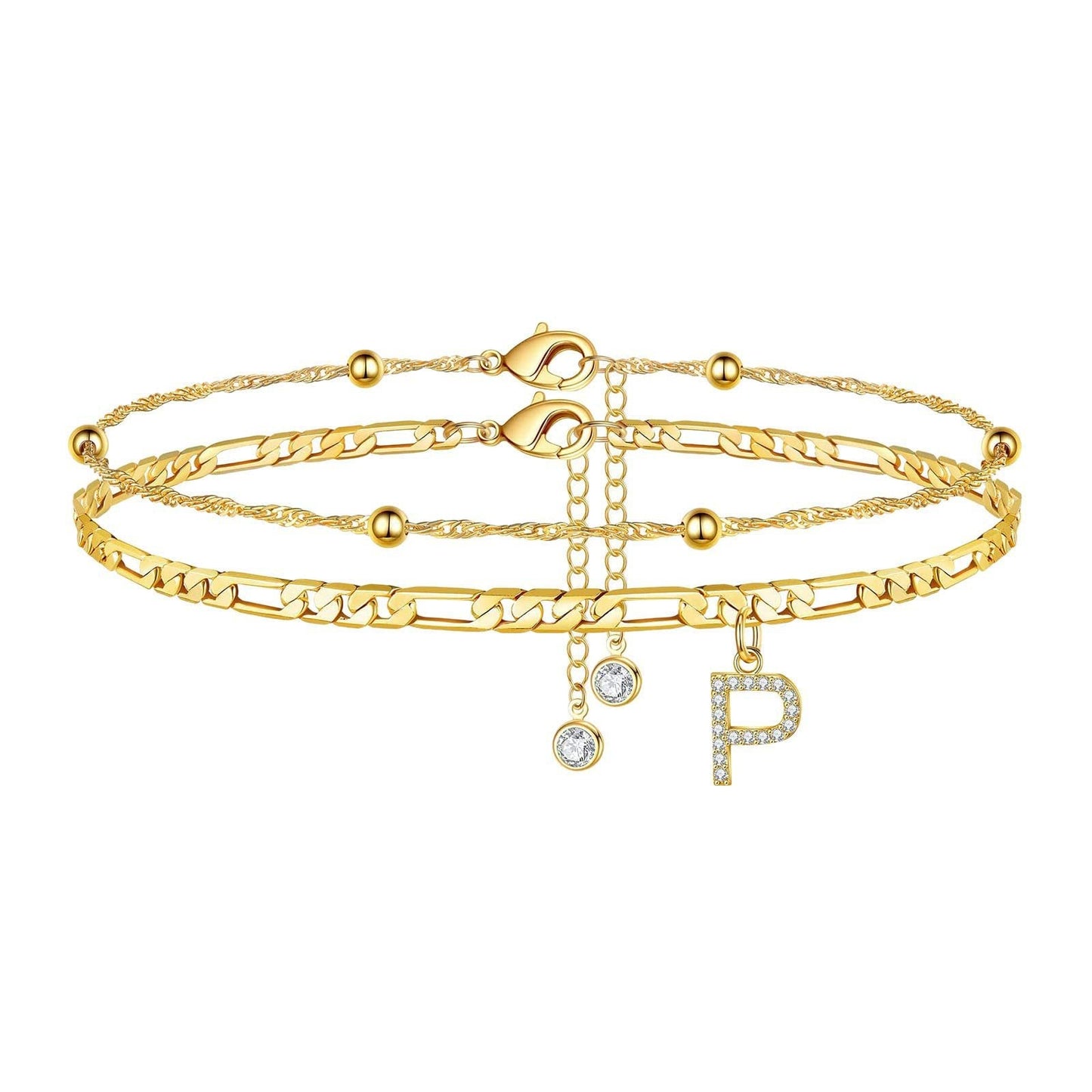 Waterproof & Tarnish-Free Beaded Initial Anklet