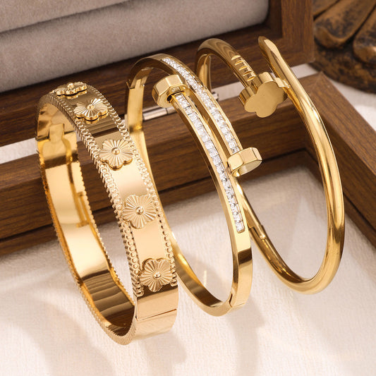 Waterproof & Tarnish-Free 3-Piece Stackable Bangle Set