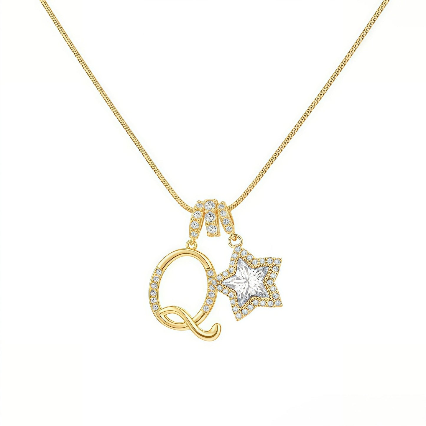 Initial & Star Pendant Necklace ¨C Waterproof & Tarnish-Free