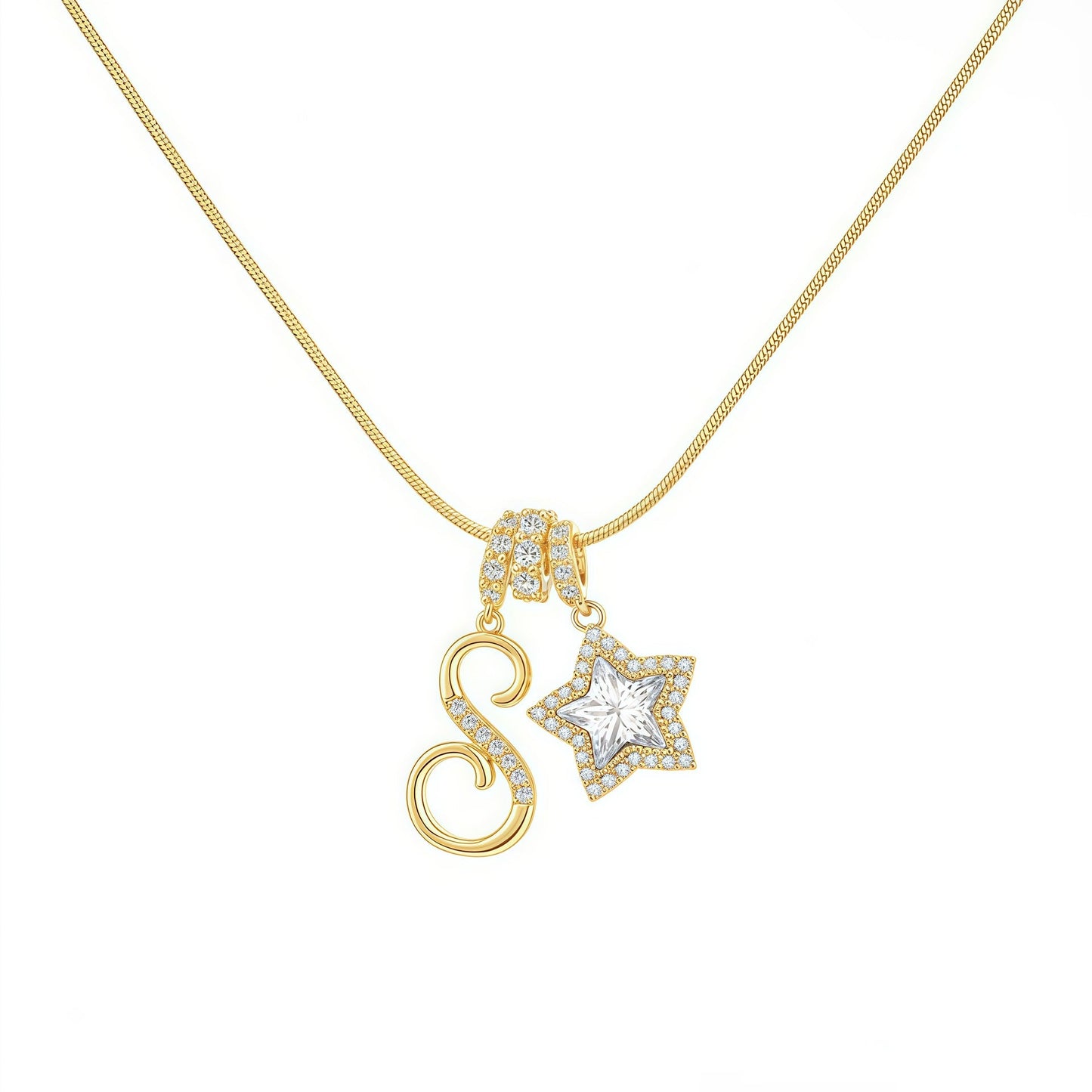 Initial & Star Pendant Necklace ¨C Waterproof & Tarnish-Free