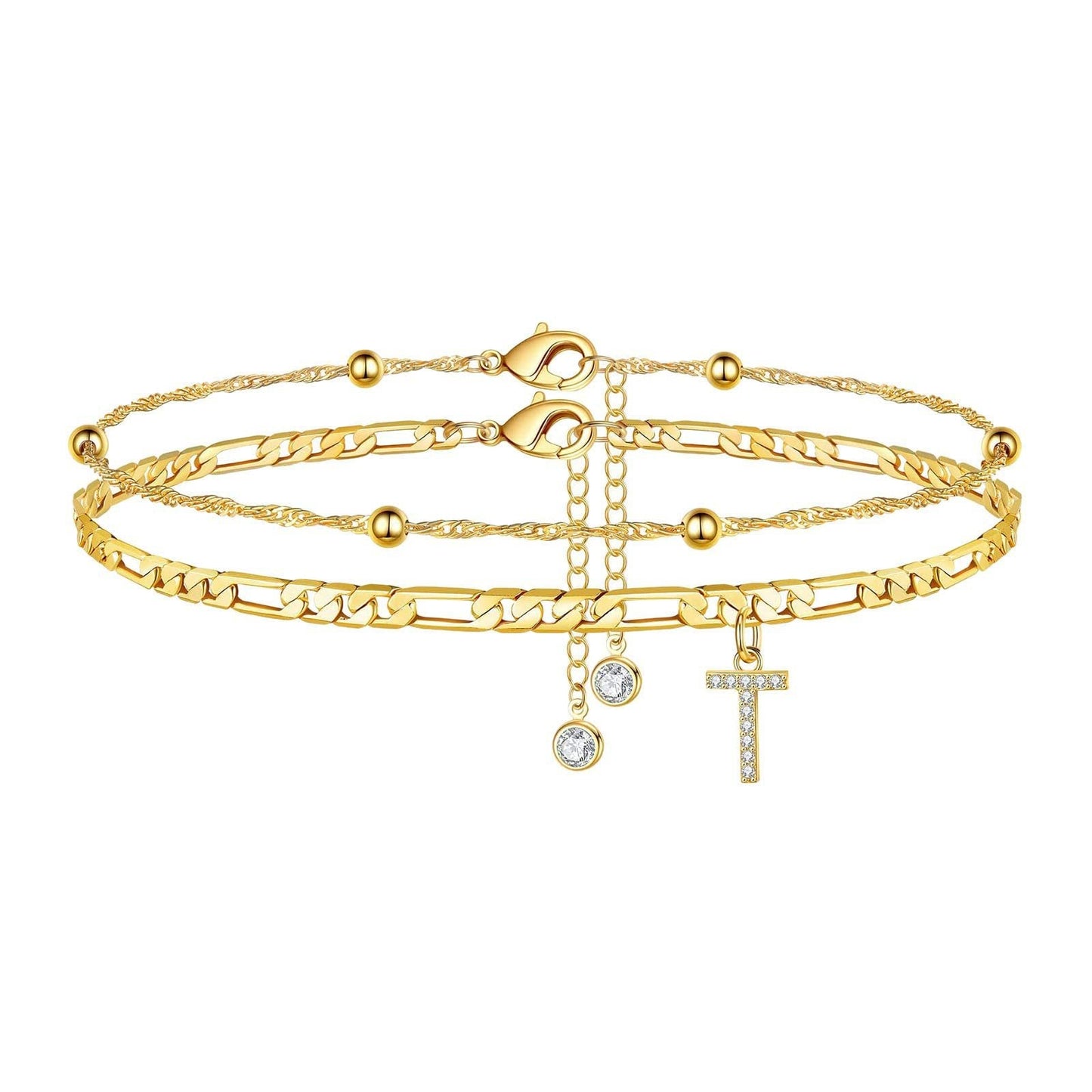 Waterproof & Tarnish-Free Beaded Initial Anklet