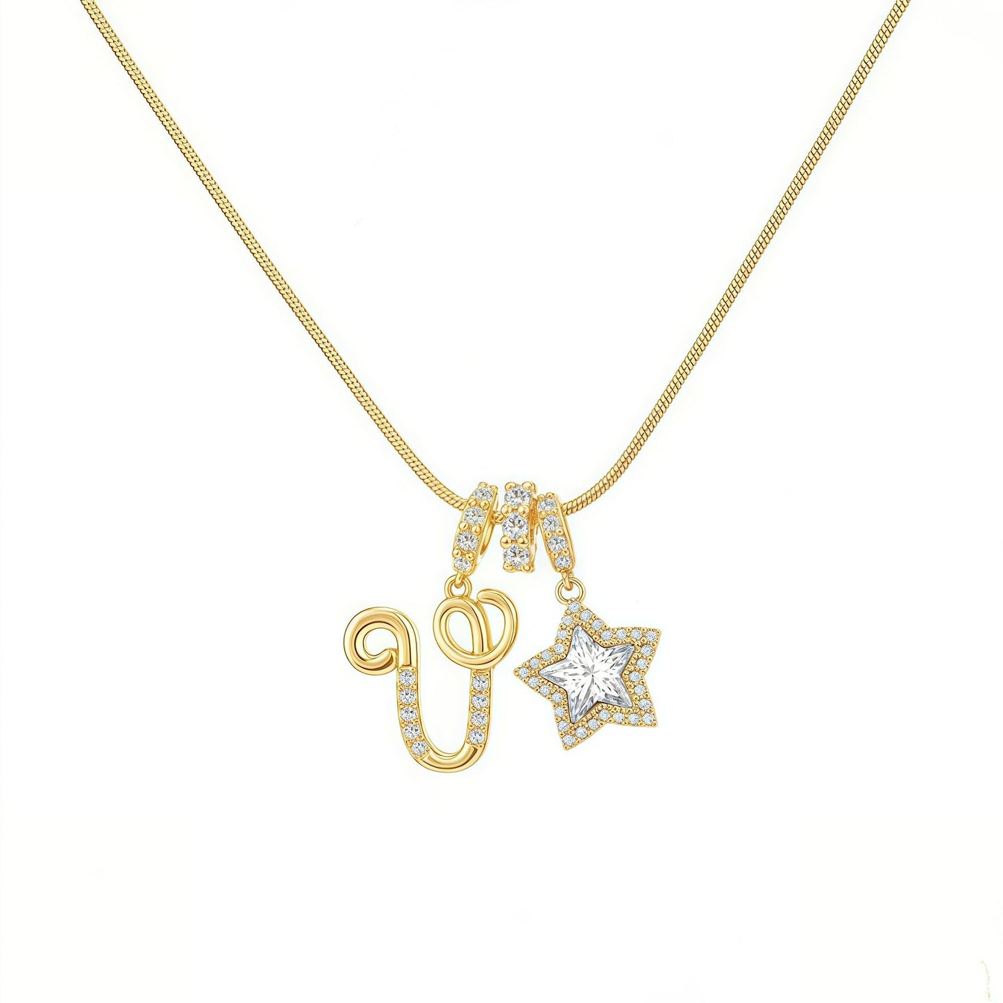 Initial & Star Pendant Necklace ¨C Waterproof & Tarnish-Free
