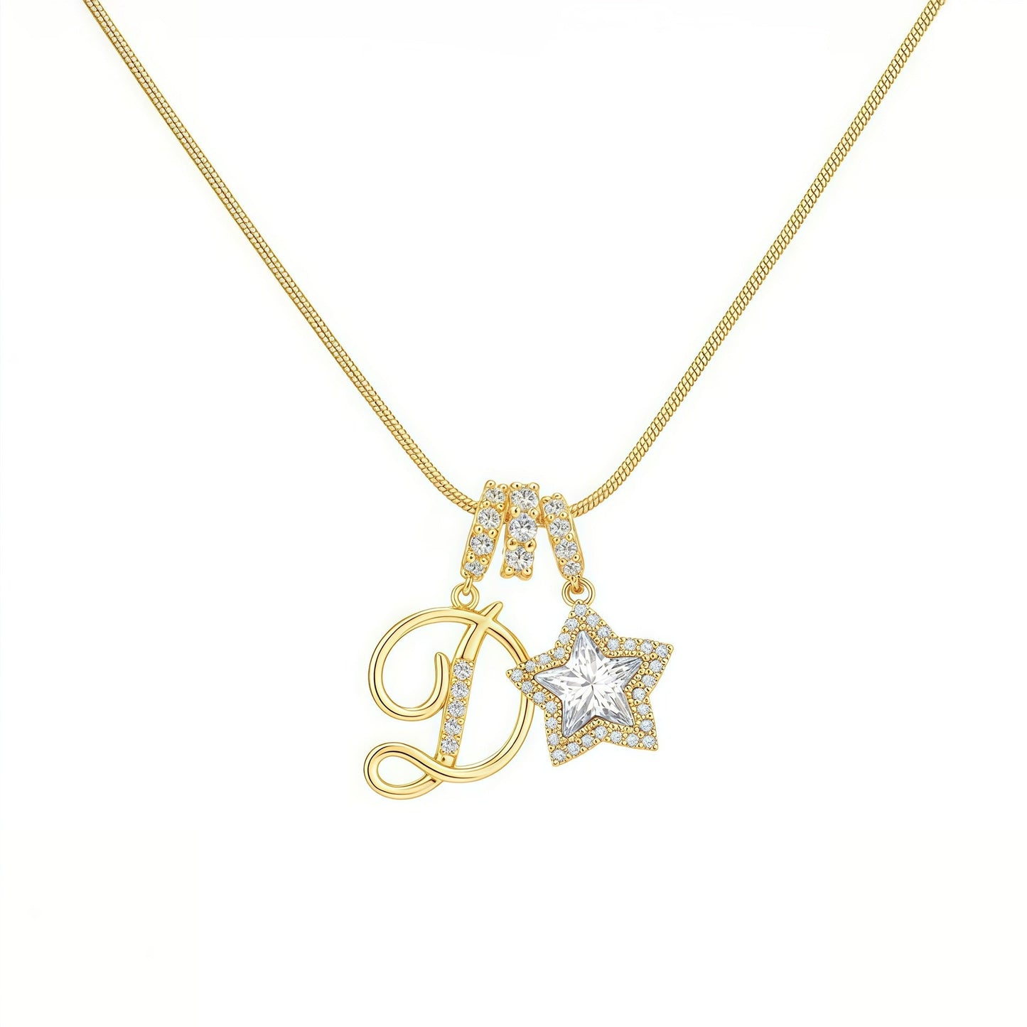 Initial & Star Pendant Necklace ¨C Waterproof & Tarnish-Free
