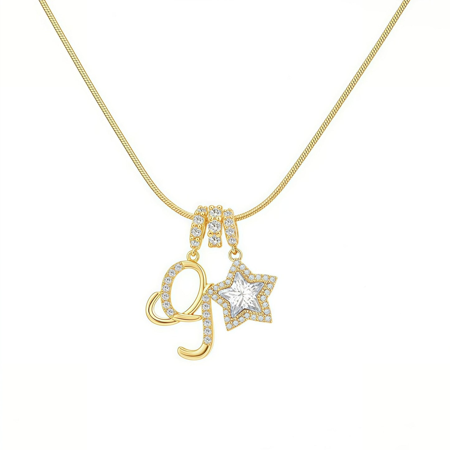 Initial & Star Pendant Necklace ¨C Waterproof & Tarnish-Free