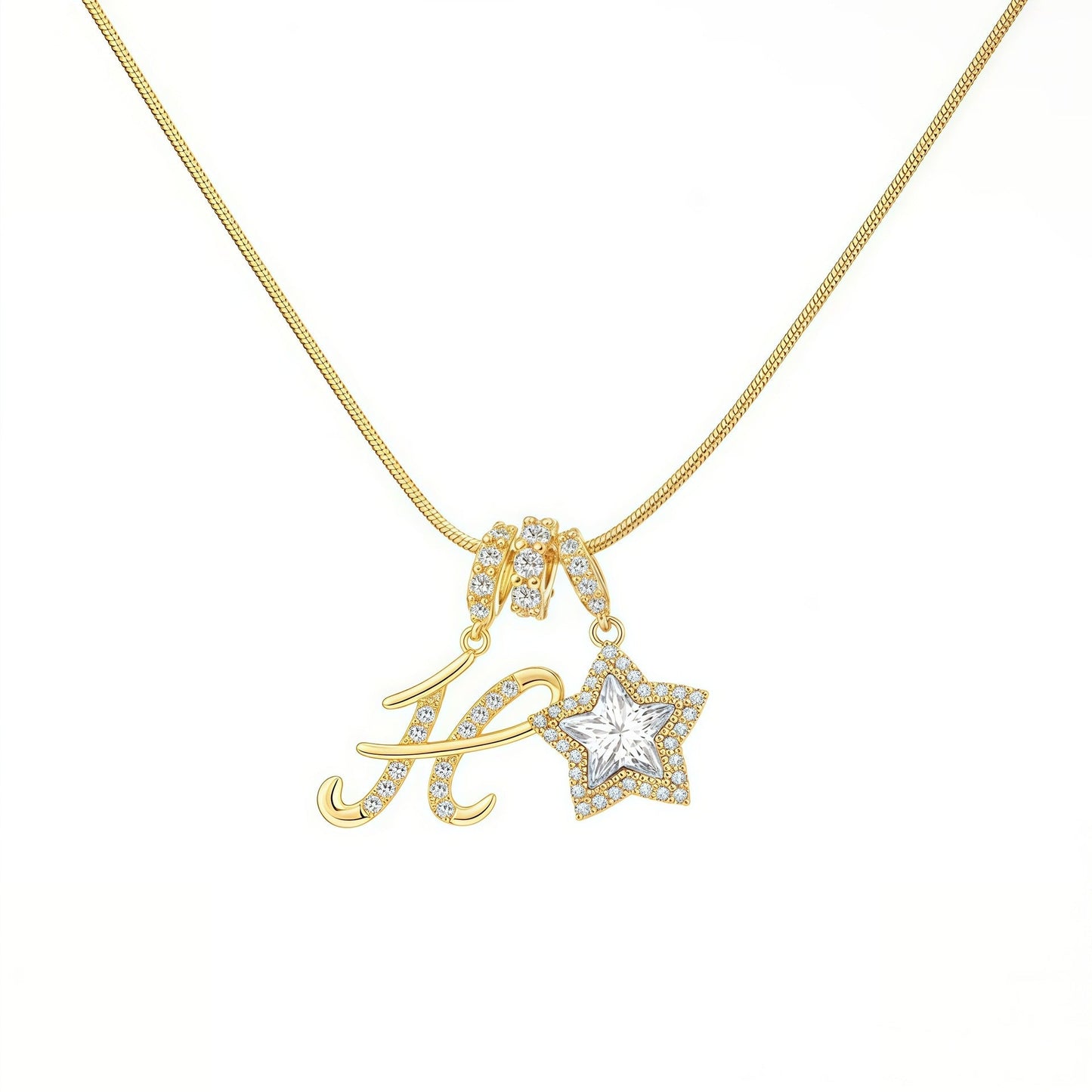 Initial & Star Pendant Necklace ¨C Waterproof & Tarnish-Free
