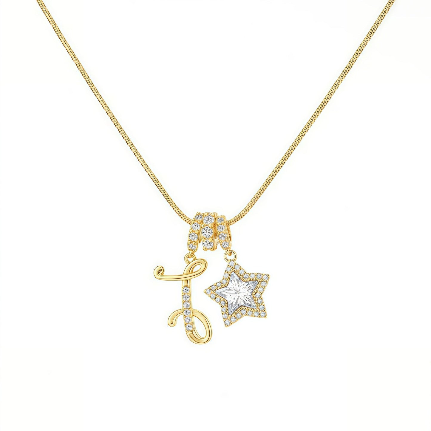 Initial & Star Pendant Necklace ¨C Waterproof & Tarnish-Free
